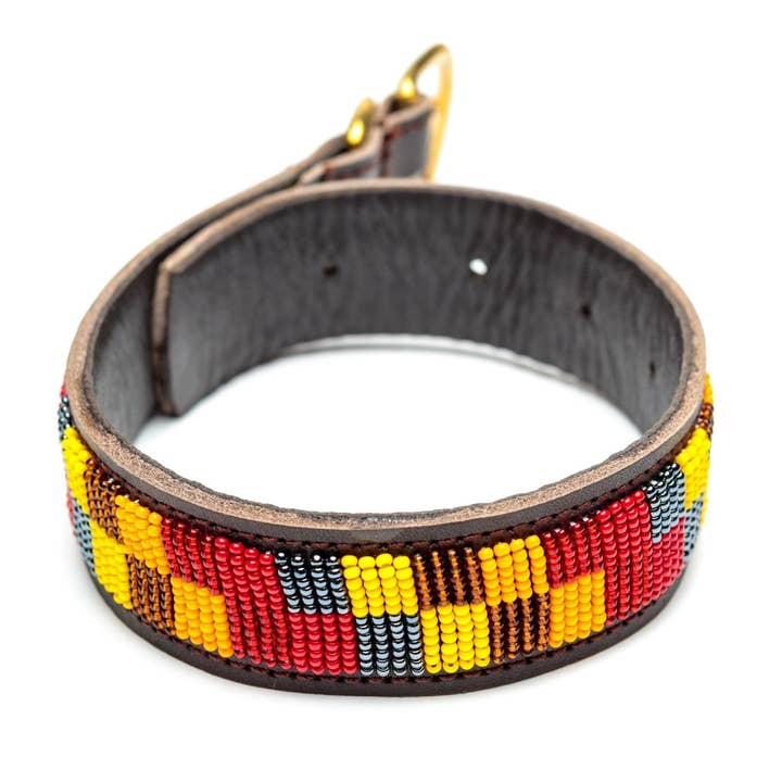 Maasai Beaded Leather Dog Collar for wholesale by MAASAI CHIEF