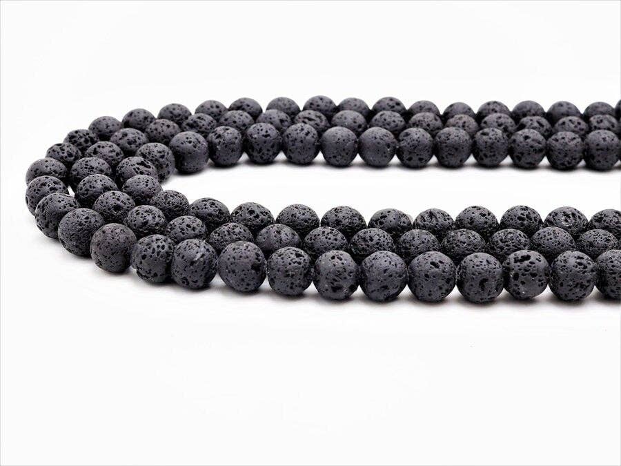BestBeads&Beyond - Vendita all'ingrosso Perline - Perline rotonde in lava nera all'ingrosso, 4mm/6mm/8mm/10mm/12mm/14mm4