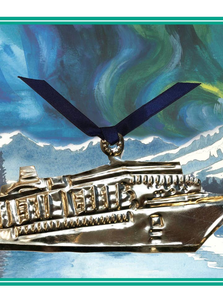 Cruise Ship Keepsake Ornament on Greeting Card for wholesale by Alessaro Designs