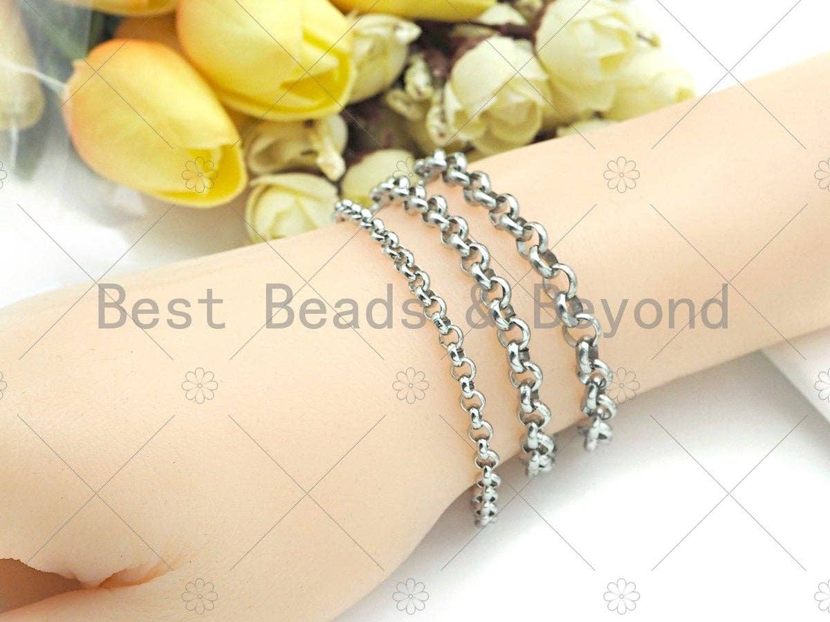 BestBeads&Beyond – Großhandel Bastelzubehör – Hochwertige Rollkette aus Edelstahl, 4 mm/5 mm/6 mm, von Yard,3