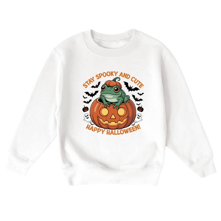 Restez effrayant et mignon Sweat-shirt joyeux Halloween pour jeunes pour la vente par Mama and Littles Apparel