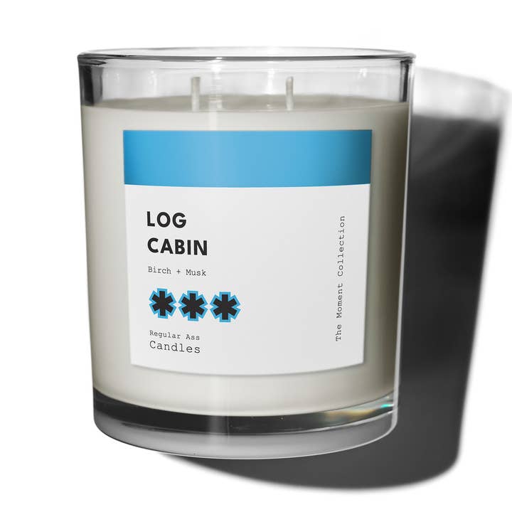 Log Cabin, Birch + Musk 11oz Luxury Candle for wholesale by Regular Ass Candles