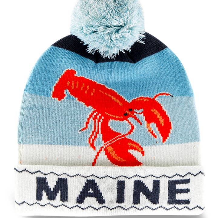 Northern Icons Creations INC - Wholesale Beanie - Women's - Maine Lobster Knit Beanie Winter Hat with Coastal Style and Pom Pom1