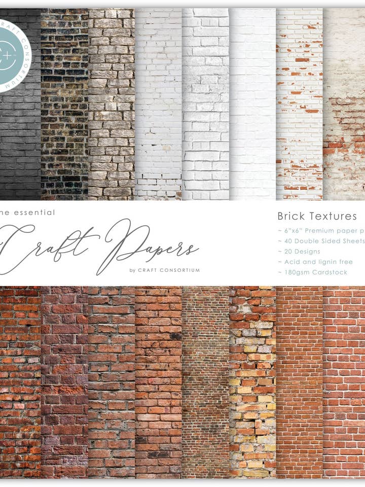 Brick Textures 6x6 Premium Paper Pad for wholesale by Ecstasy Crafts Distributing