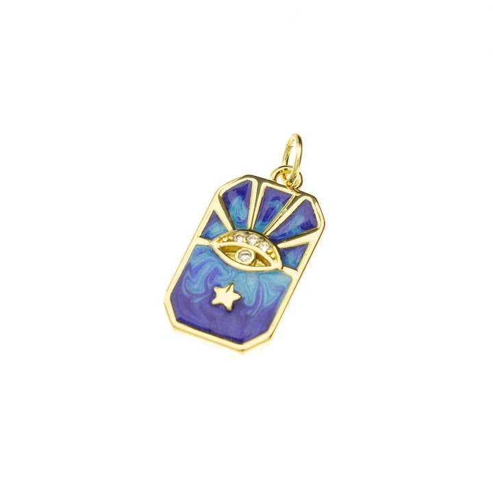 Jewel Pledge - Wholesale Individual Charm/Pendant - Evil Eye Amulet, Star Pendant & Pave Gold Charms CPG0381