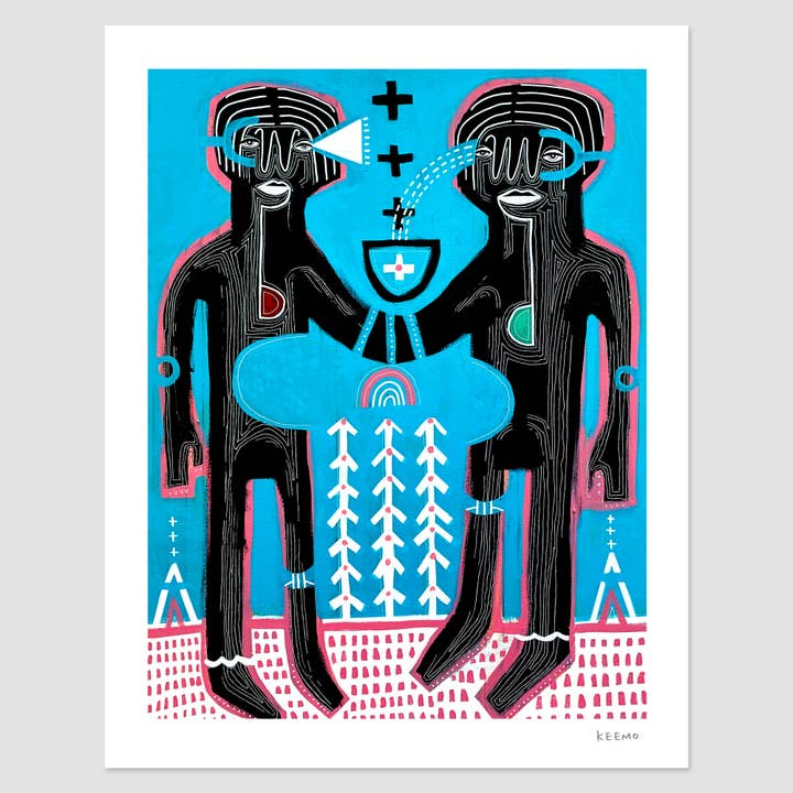 Love Friendship Colorful Modern Art Print Blue Wall Decor for wholesale by Keemo Gallery