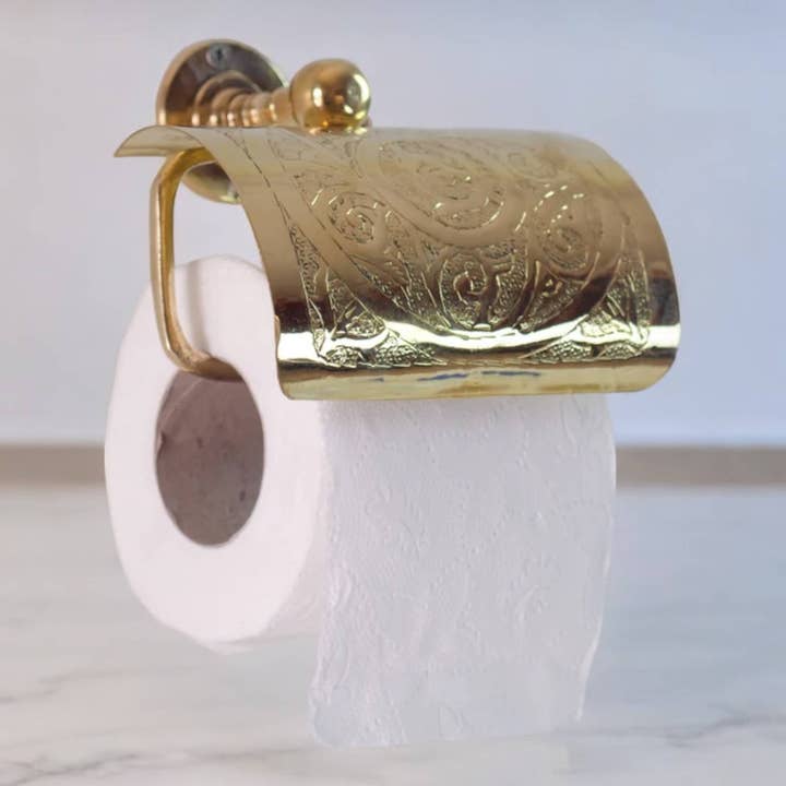 Moroccantastics - Wholesale Toilet Paper Holder - Handcrafted Solid Brass Toilet Paper Holder - Elegant Powder Room Roll Holder3