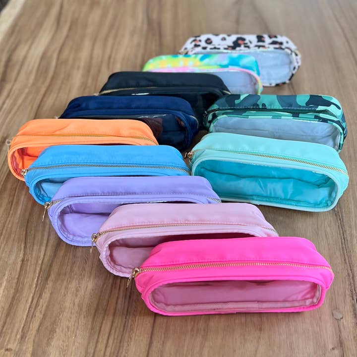 Palmy Pineapple - Wholesale Pencil Case/Pouch - Clear Front Nylon Pencil Case | Makeup Case | Travel Case