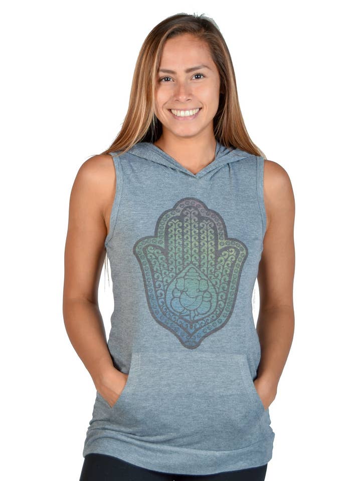 Hamsa Ärmelloser Kapuzenpullover für den Großhandel von Third Eye Threads