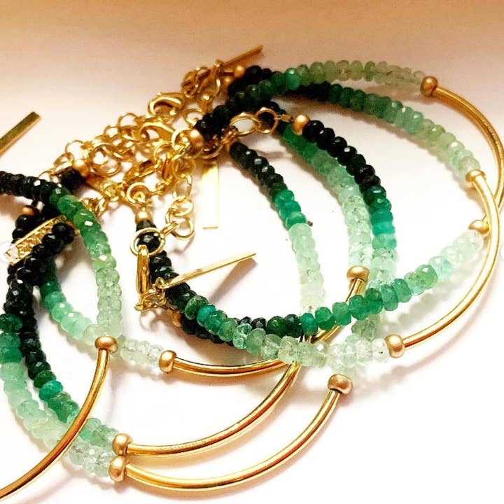 Etymology Jewelry – Großhandel Perlenarmband – Smaragd Kristall Armband Smaragd Schmuck Geburtsstein Armband