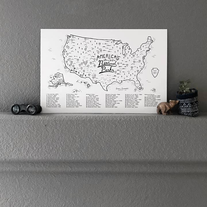 Dear Summit Supply Co - Wholesale Map - National Parks Checklist Map