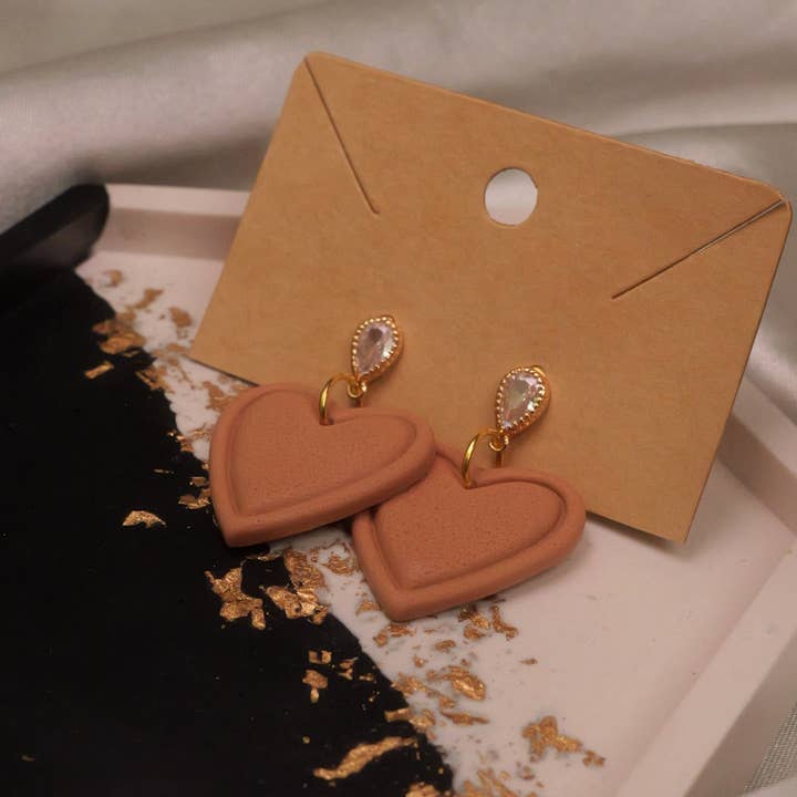 Valentine's Day Textured Heart with Teardrop - Soft Wheat for wholesale by Fox and Bunny Rise