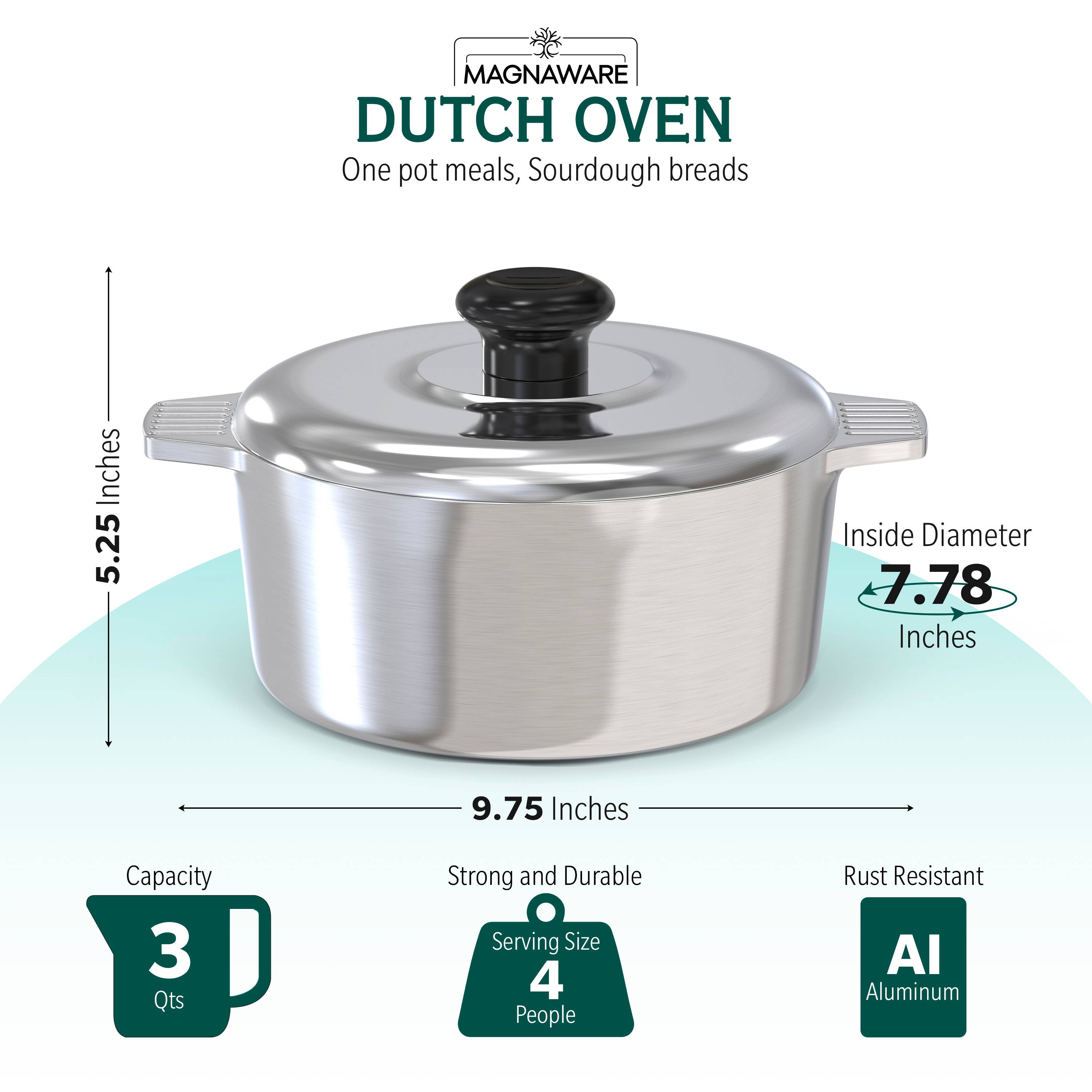 Magnaware - Wholesale Cooking pot - Cast Aluminum Dutch Oven with Lid4