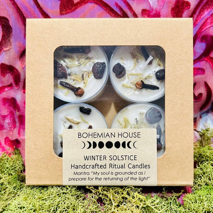 Winter Solstice Ritual Tealight Candle Set/4 for wholesale by Bohemian House