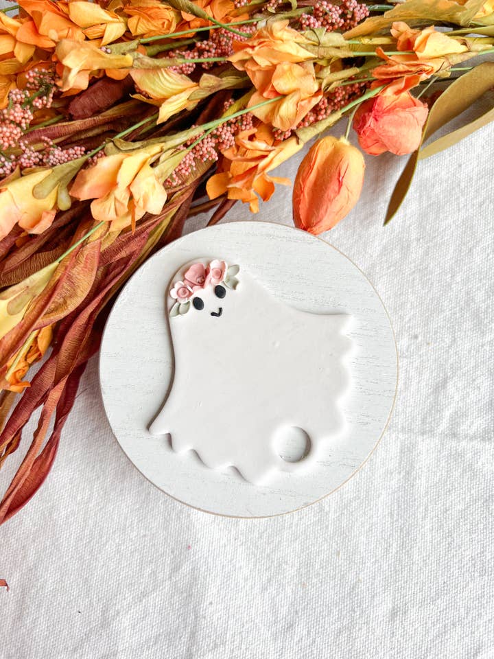 Floral Ghost 40oz Stanley Beker Polymeerklei Label voor wholesale door Morning Dew Designs