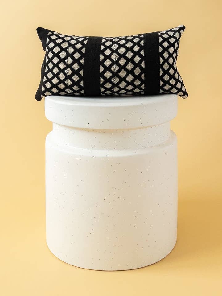 Black Mudcloth Small Lumbar Pillow 105 for wholesale by DK Renewal