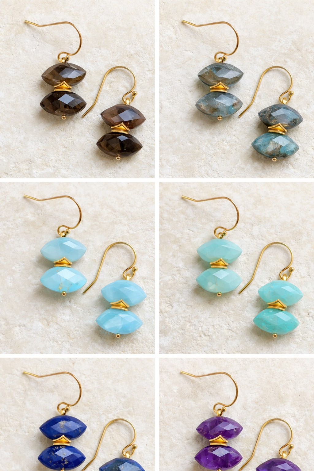 Treisi - Vente Boucles d'oreilles pendantes - Boucles d'oreilles pendantes double marquis en or - E4941