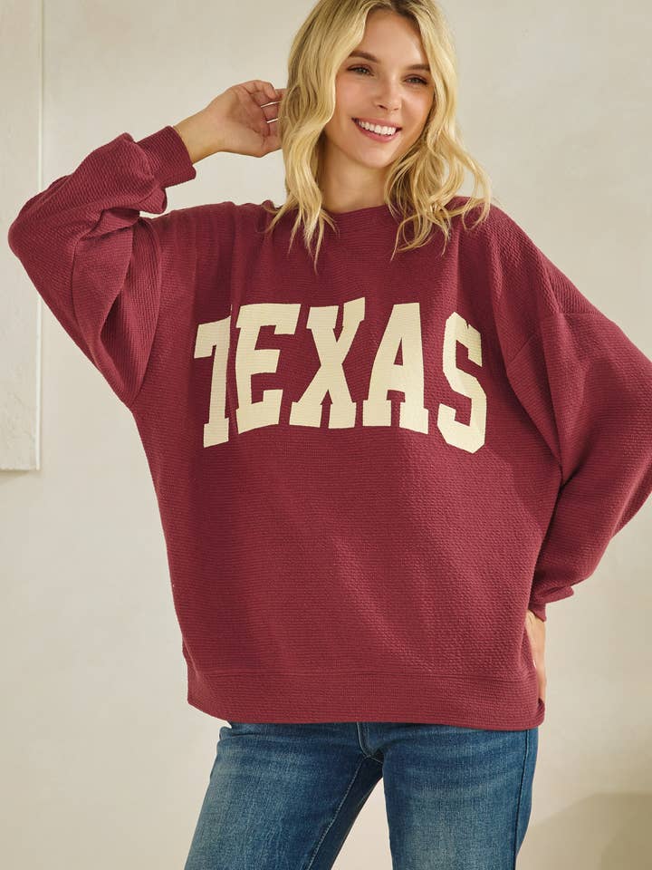 Tres Bien, Inc - Wholesale Knit Top - Women's - T-42092 "TEXAS" CLOUDY KNIT GRAPHIC LONG SLEEVE TOP13
