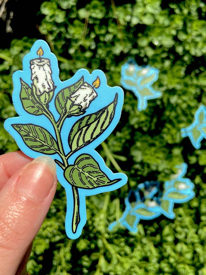 Candle Plant Sticker - Vinyl Art Sticker for wholesale by Spooky Doodle Club
