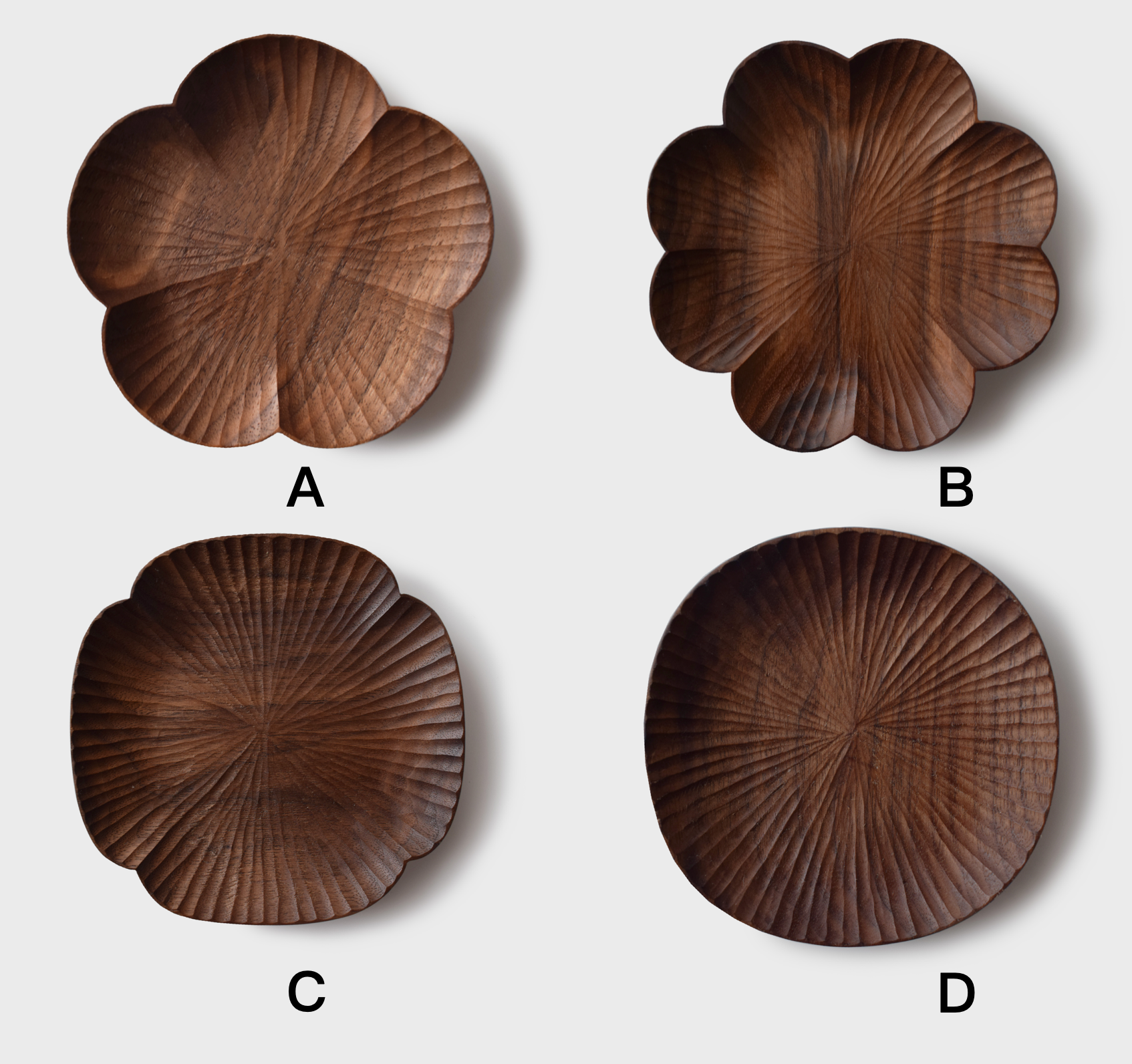 Senser Woodcraft – Engroshandel Pyntebakke – Sort valnød Håndskåret blomsterplade4