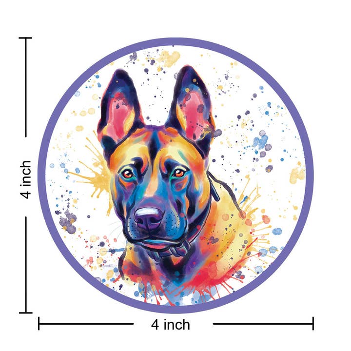 RetroPlanet - Wholesale Sticker - Belgian Malinois Dog Watercolor Style Vinyl Sticker4