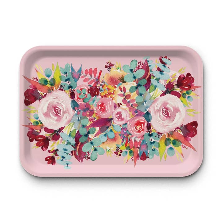 Vassoio rettangolare in kraft floreale rosa per la vendita all'ingrosso da parte di Hirondelle & Cie