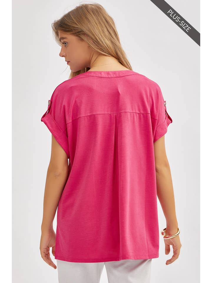 Dear Scarlett - Wholesale Tunic - Women's - PLUS SIZE Solid Soft Dolman Sleeve Top