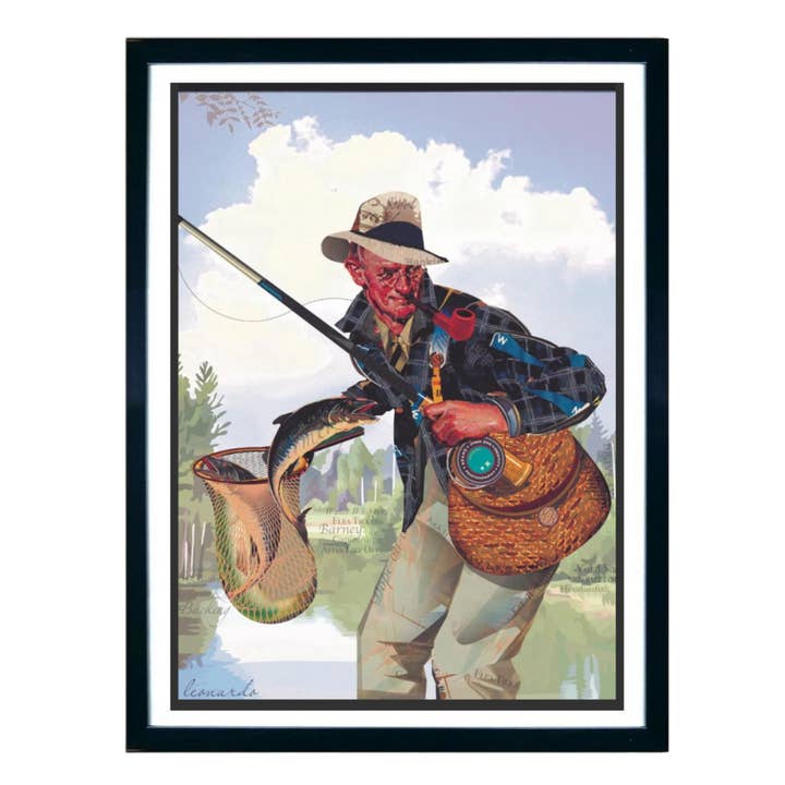 3D Collage Art | Fly Fisherman (32"x24") for wholesale by Canterbury Lane