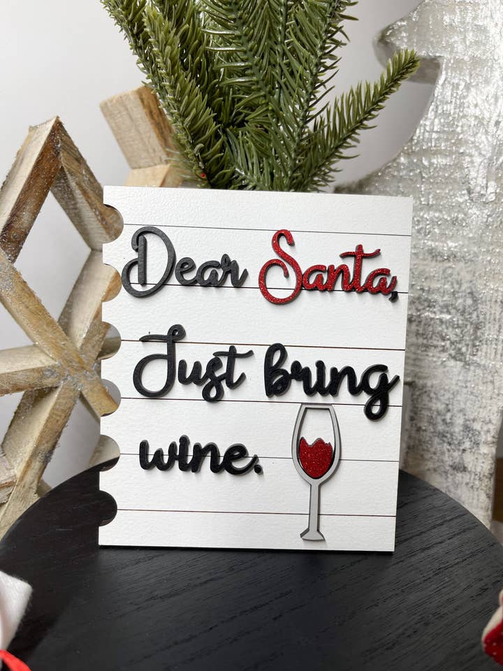 Holiday & Christmas Santa Wood Signs for Tiered Tray Decor for wholesale by Climbing Branches