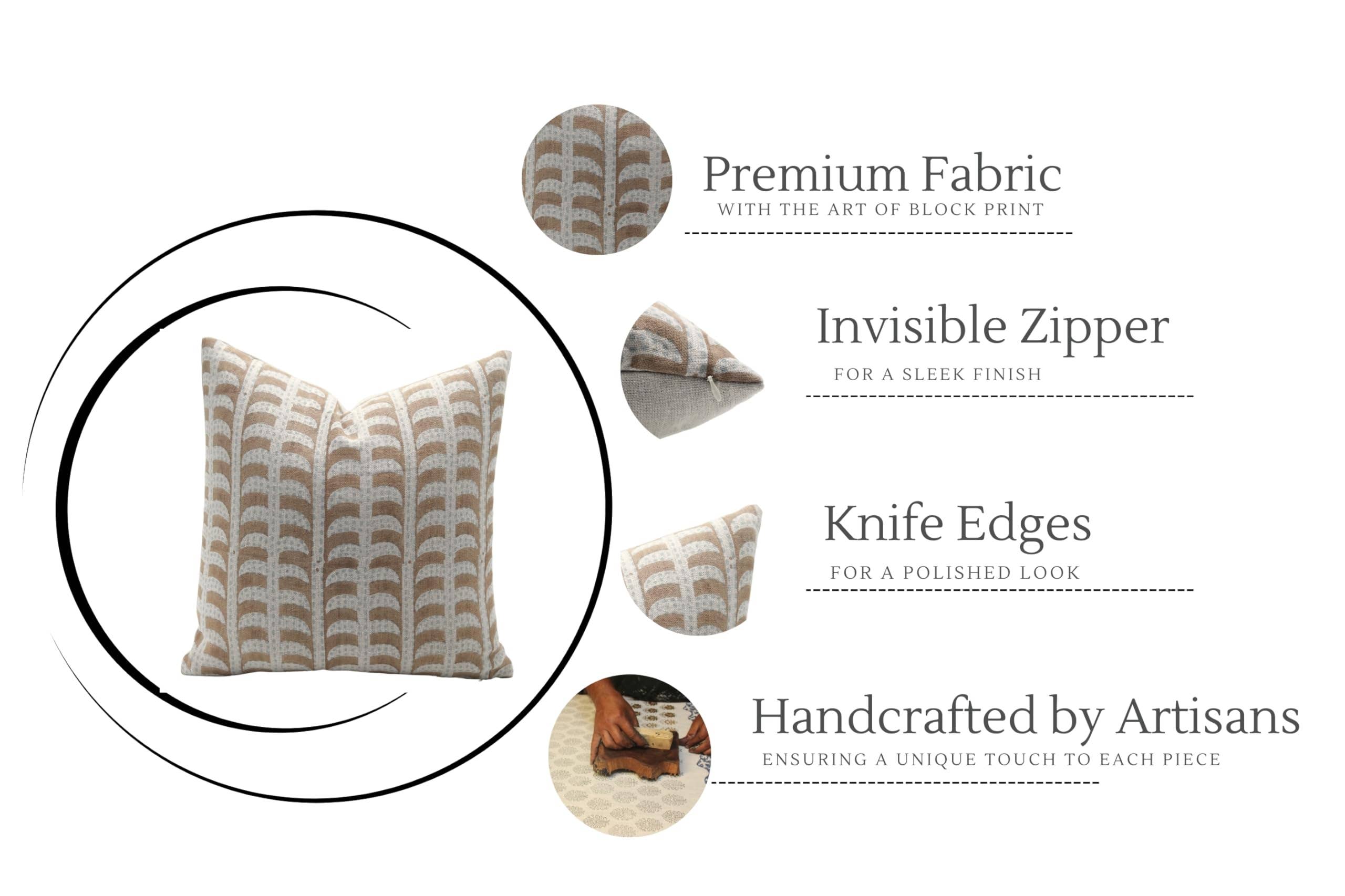 Fabdivine – wholesale Throw pillow cover – Boho Block Print Thick Linen Cushion Cover - Garud5