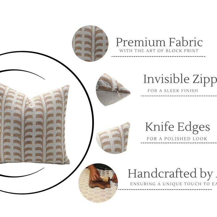 Fabdivine – wholesale Throw pillow cover – Boho Block Print Thick Linen Cushion Cover - Garud5