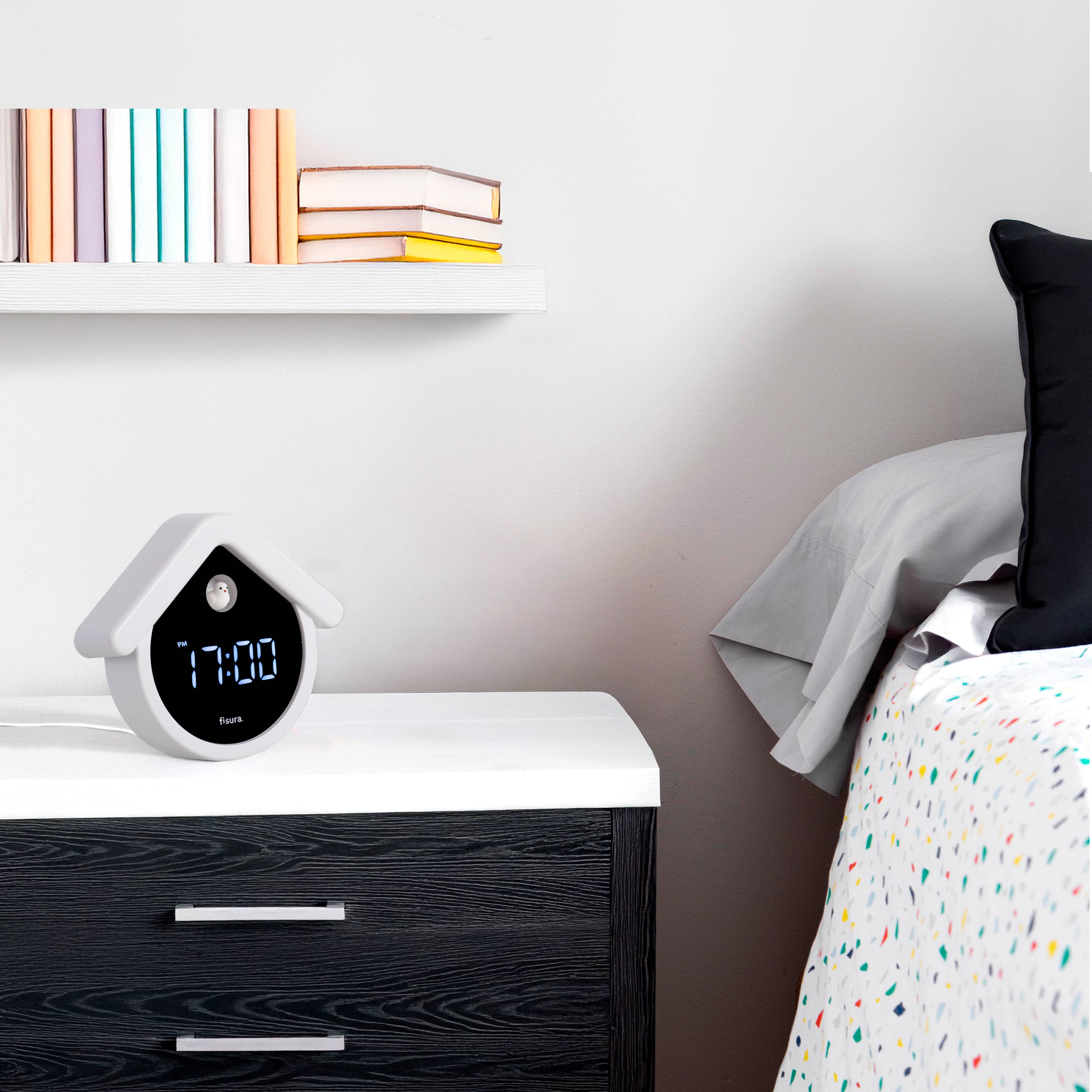 Fisura – wholesale Alarm clock – Black and white digital cuckoo clock2