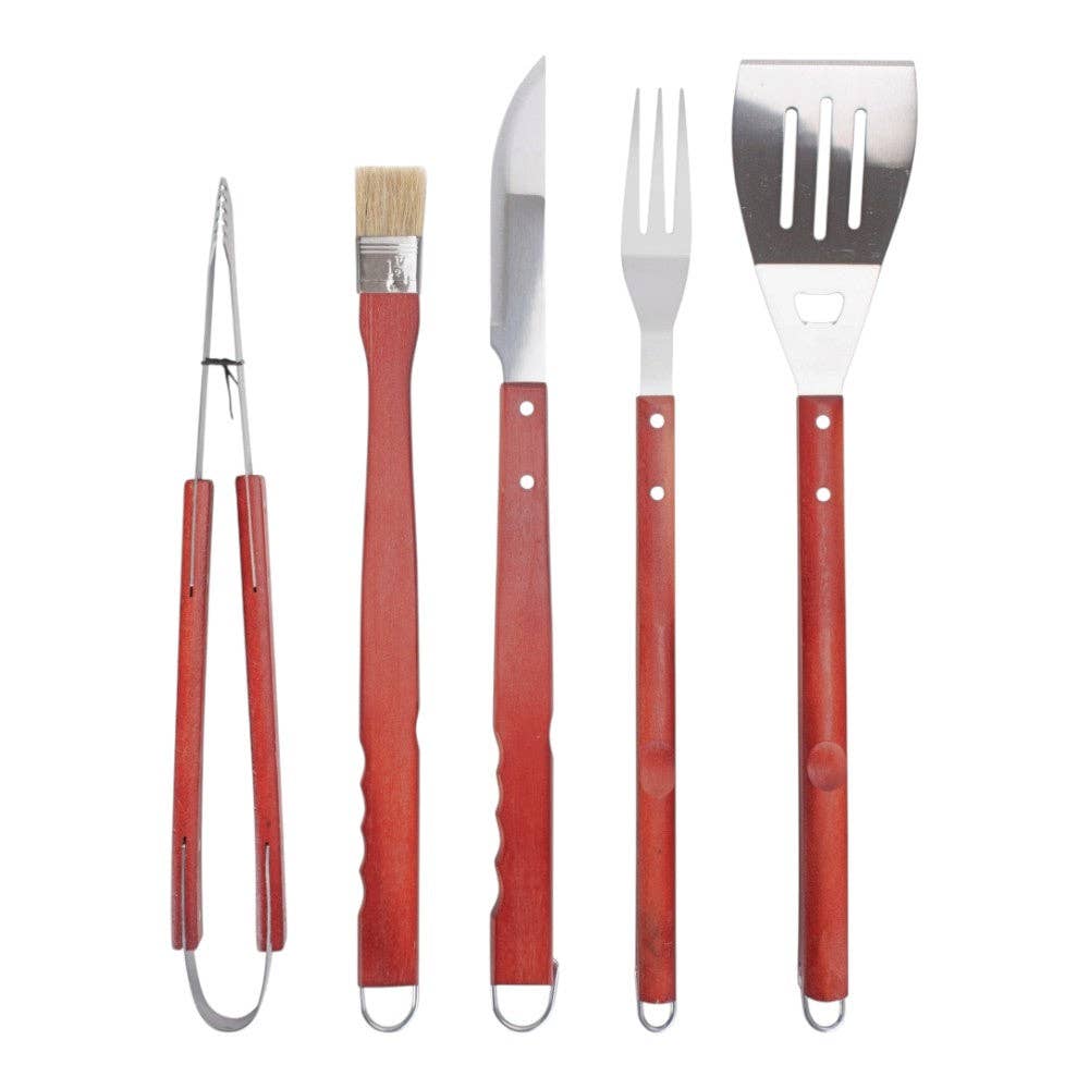 Red Hamper – wholesale Outdoor grill tools – Barbeque Tool Basket Set4