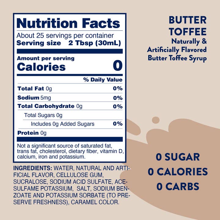 Jordan's Skinny Mixes - Wholesale Flavored Syrup - Sugar Free Butter Toffee Syrup5