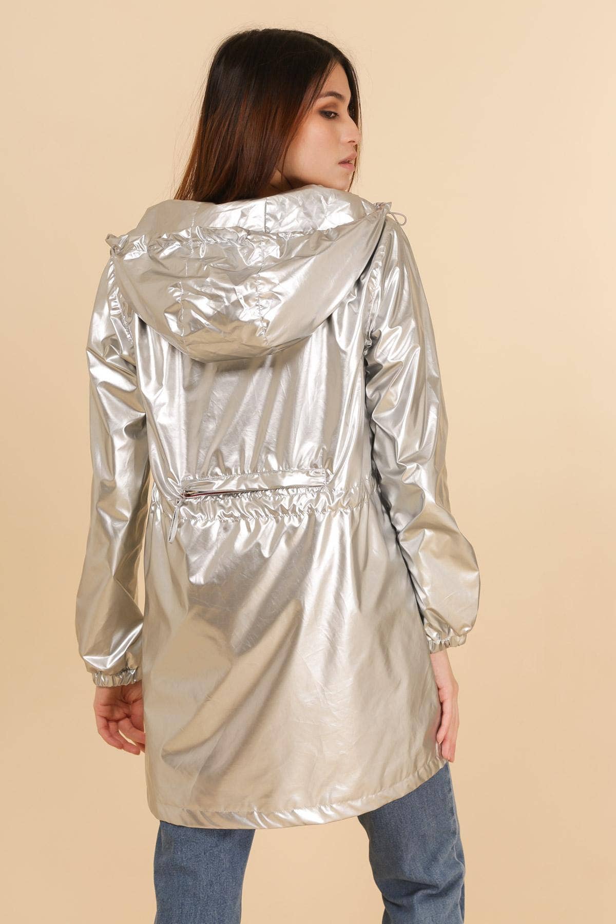 Attrait Paris - Vendita all'ingrosso Giacca antivento - Donna - Impermeabile lungo metallico con zip colorata e richiudibile28