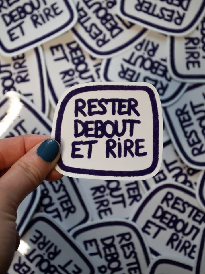 Aufkleber "STEH AUF UND LACHE" - inspirierendes Zitat für den Großhandel von Grisbleu