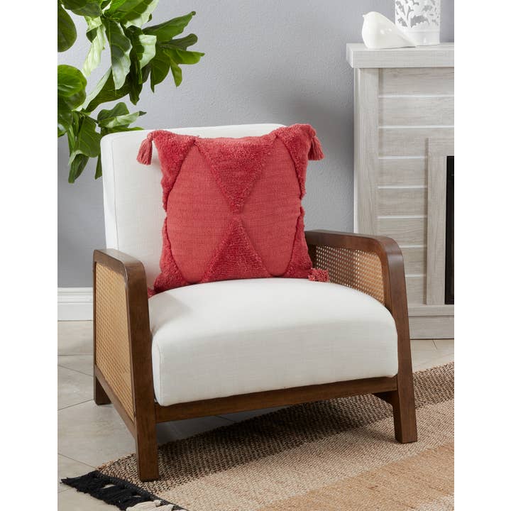 Saro Lifestyle - Wholesale Throw/Decorative Pillow - Tufted Diamond Throw Pillow With Tassels5