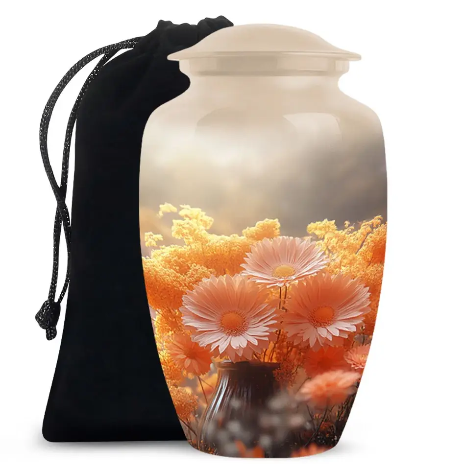Ample Cremation Urns - Wholesale Urn - Flower Memorial Urns For Human Ashes Large Burial Urns 0
