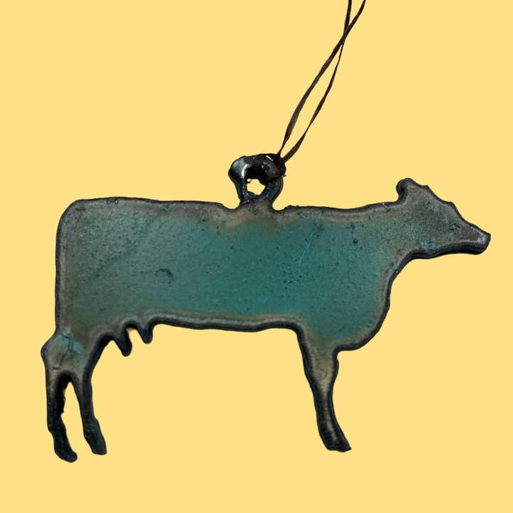 Ko ornament kvige ornament genanvendt metal USA ferie gave for engroshandel hos Iron Jewel