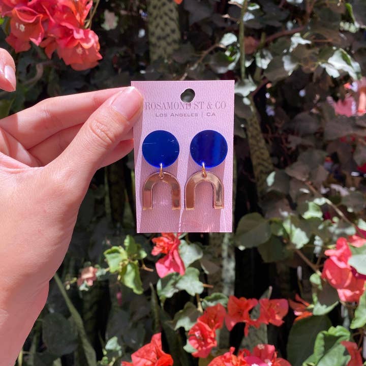 Electric Blue modern earrings for wholesale by Rosamond Street