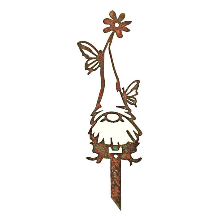 #1 - Vintage Copper Finish Gnome Stake for Small Indoor Pots for wholesale by Rustic Metalz