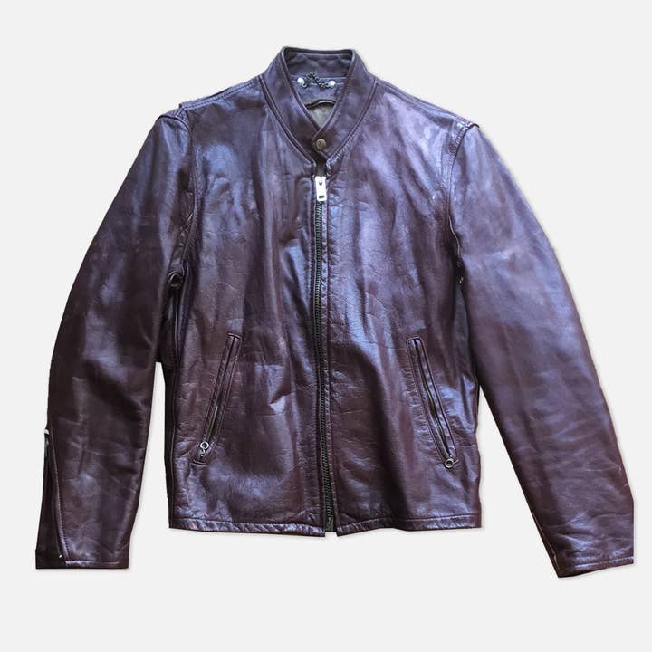 Burgundy Zip Up Leather Jacket for wholesale by The Era NYC