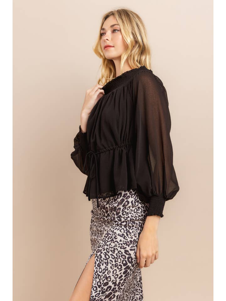 Black Off Shoulder Long Sleeve Top for wholesale on Faire2