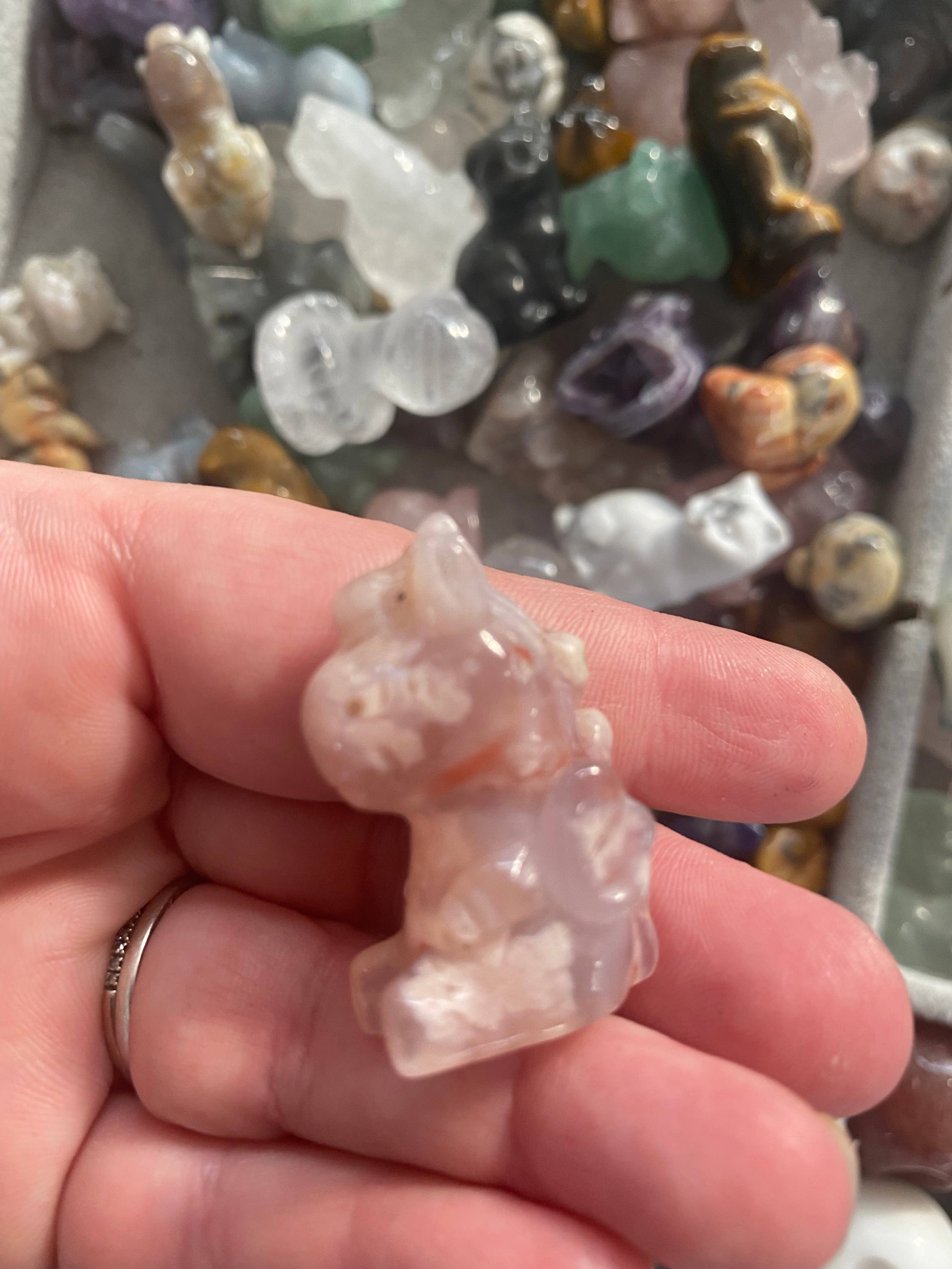 Moon River Designs - Wholesale Spiritual stone/crystal - Mystery Mini Crystal Animal & Character Carvings Bulk Set5