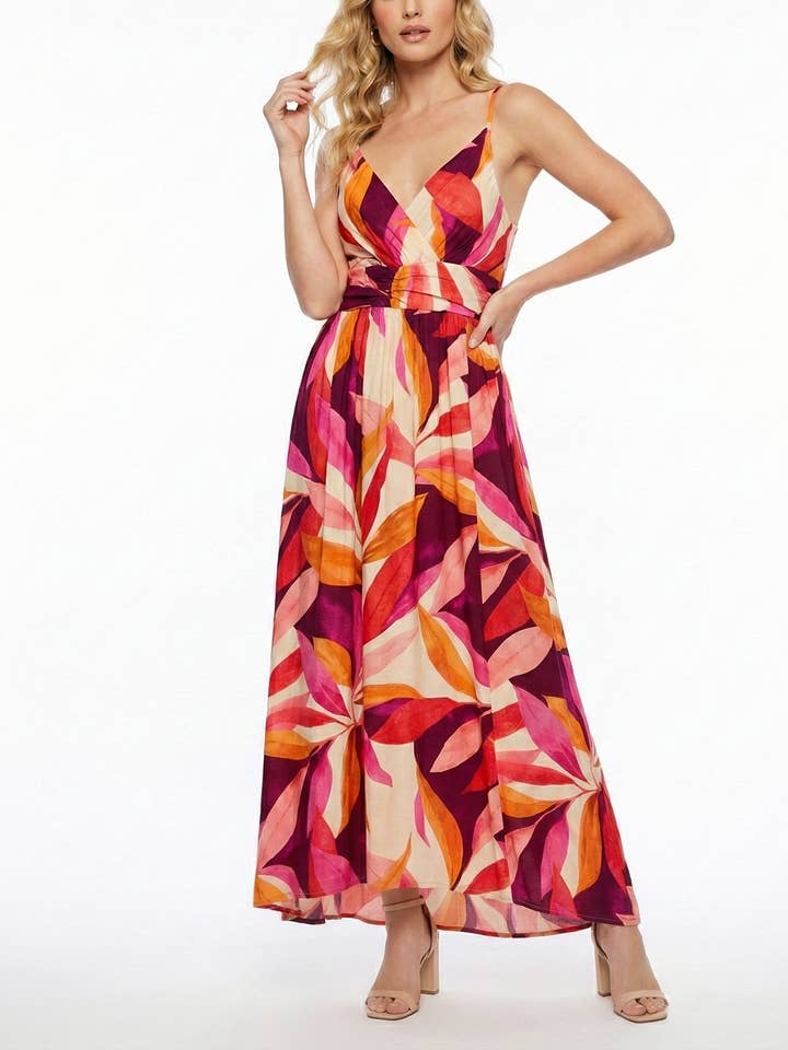 16770 vestido largo sin mangas con estampado para venta al por mayor de Lilie Rose