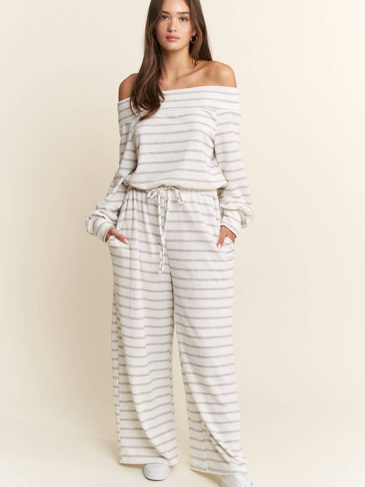 JADE BY JANE PLUS - Wholesale Jumpsuit - Women's - (PLUS SIZE) OFF-SHOULDER STRIPED TERRY JUMPSUIT27