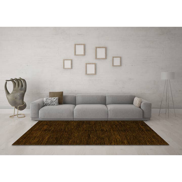 Machine Washable Abstract Yellow Modern Area Rugs for wholesale by Ahgly