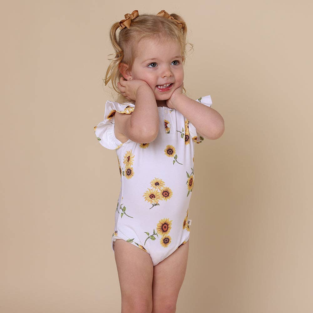 Snuggle Hunny - Wholesale Rompertje - Baby - Zonnebloem biologische bodysuit met korte mouwen en ruches5