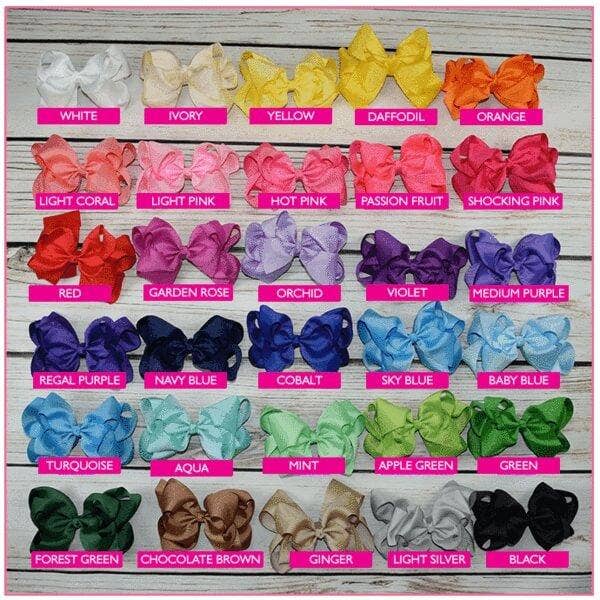 Bargain Bows - Wholesale Hair Bow - Kids - Double Stacked Basic 6 Inch Solid Color Hair Bow -Alligator Clip