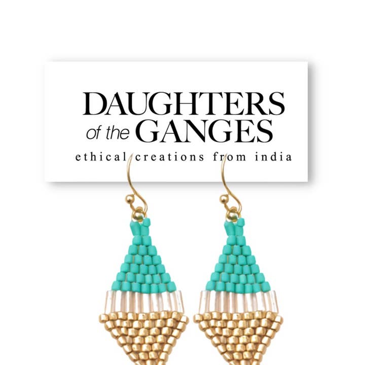 Zaina earrings,blue for wholesale by Daughters of the Ganges